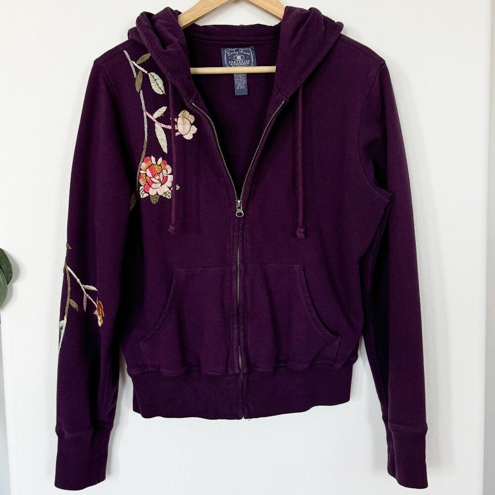 Lucky Brand Embroidered Purple Floral Hoodie - EUC
